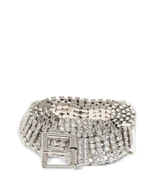 DSquared² White Crystal-Embellished Belt