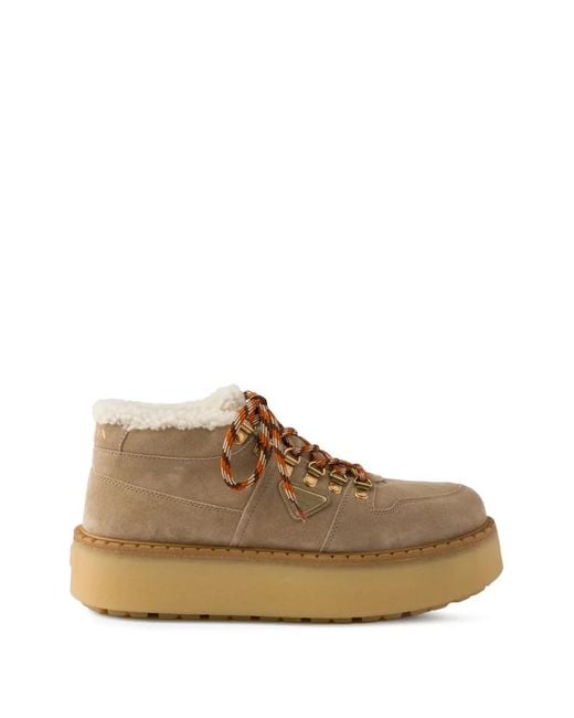 Prada Brown Shearling-Lined Suede Booties