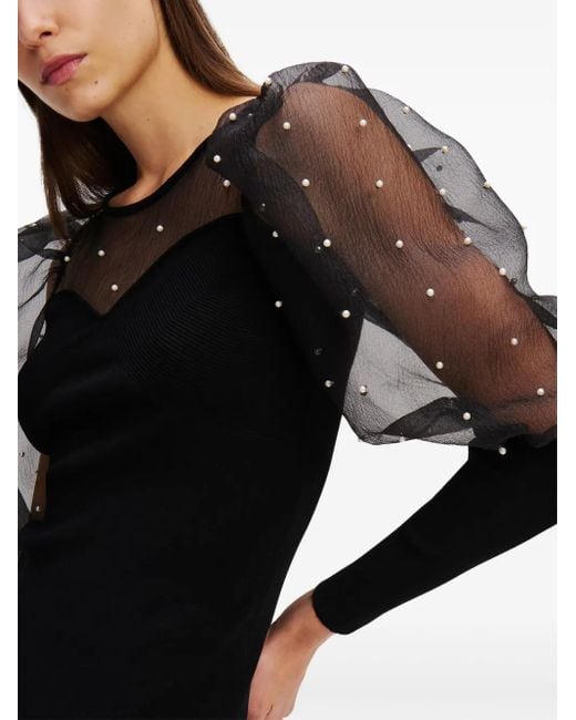 Top con detalle de perlas Karl Lagerfeld de color Black