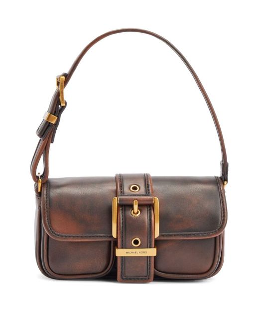 MICHAEL Michael Kors Lambskin Foldover Shoulder Bag in Brown Lyst Canada