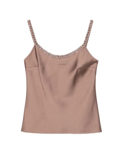 D.exterior Brown Embellished-Straps Top
