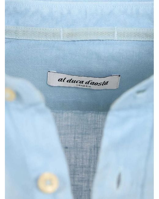 Al Duca D'aosta Blue Linen Shirt for men