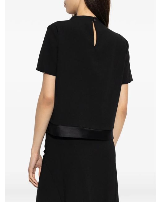 Jil Sander Black Satin-Trim Wool Top