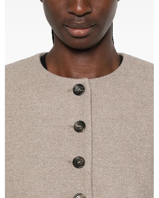 Max Mara Natural Button-Up Collarless Jacket
