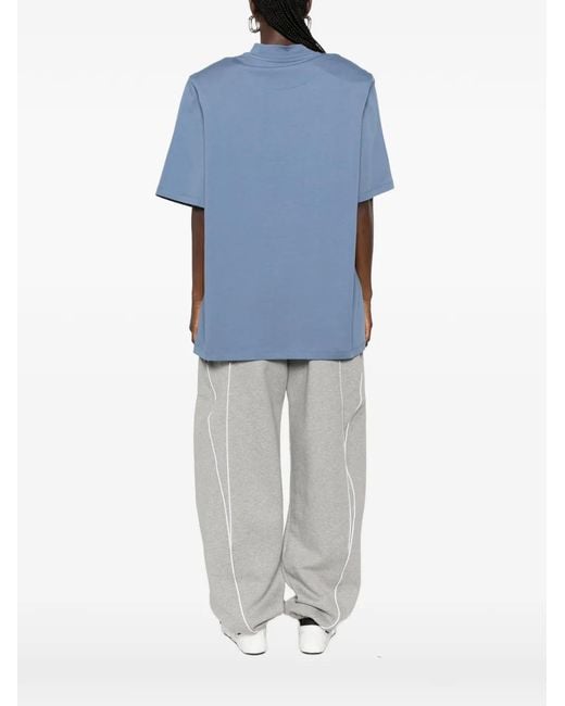 The Attico Blue Logo-Print High-Neck T-Shirt