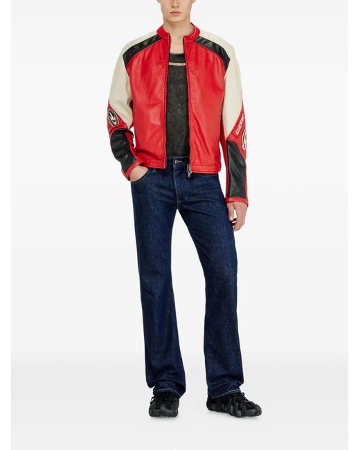 DIESEL Red Veste De Moto En Cuir for men