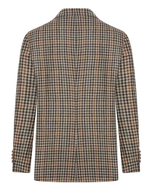 Tagliatore Brown Cecily Checked Single-Breasted Wool Blazer