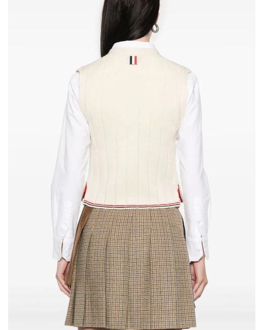 Thom Browne Natural Ribbed V-Neck Vest