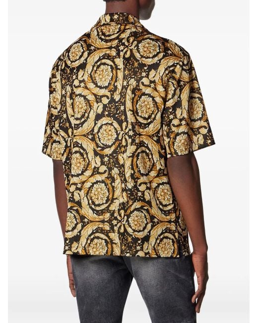 Versace Kurzärmeliges Barocco Hemd in Metallic für Herren