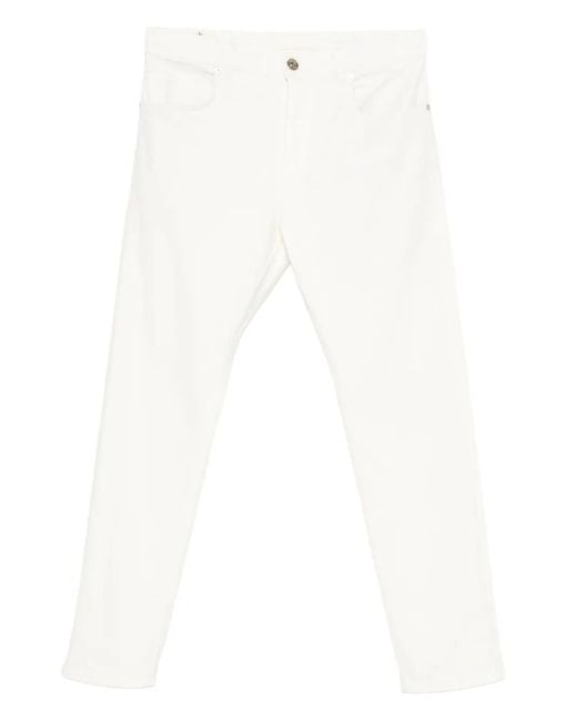 Eleventy White Five-Pocket Trousers for men