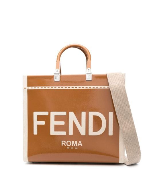 Fendi Brown Shopper mit Logo-Print