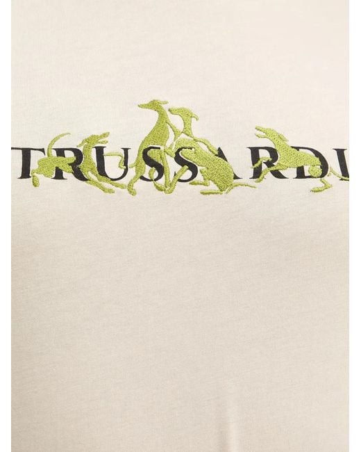 Trussardi Blue Logo-Embroidered T-Shirt