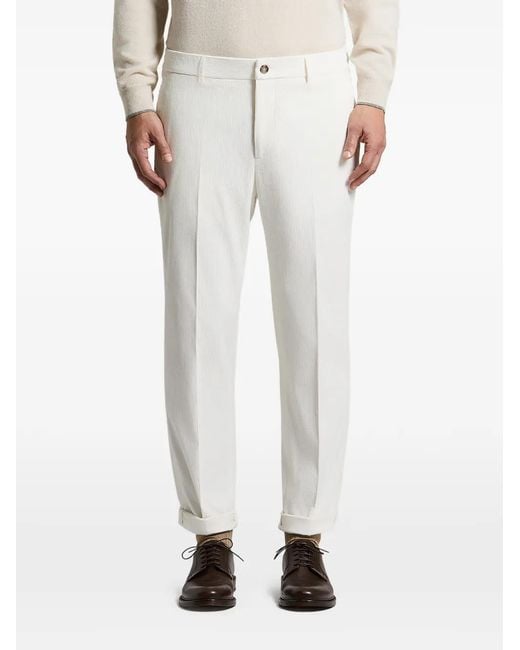 Peserico White Corduroy Elasticated-Waist Trousers for men