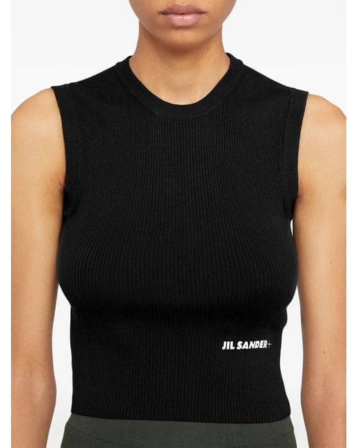 Jil Sander Black Logo Print Top