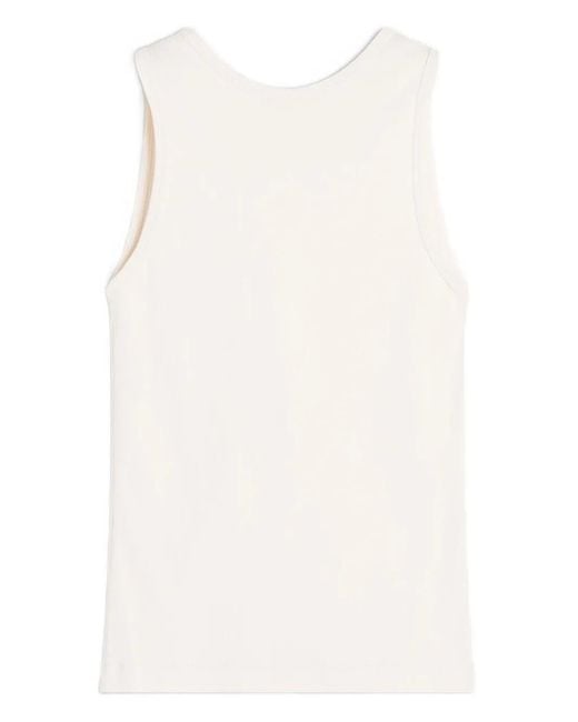Maison Kitsuné White Baby Fox-Embroidered Ribbed Tank Top