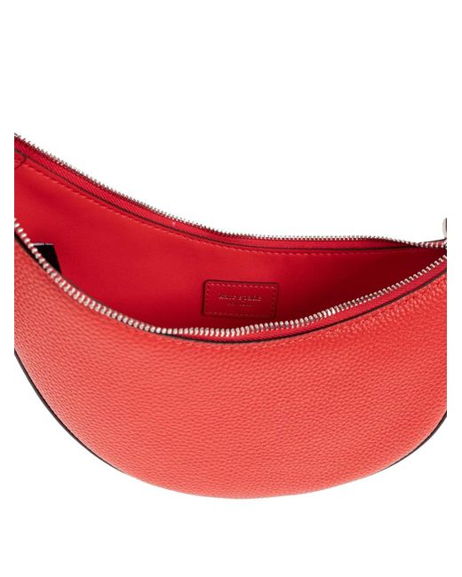 Kate Spade Red Duo Mini Crescent-Shaped Pebbled-Leather Shoulder Bag