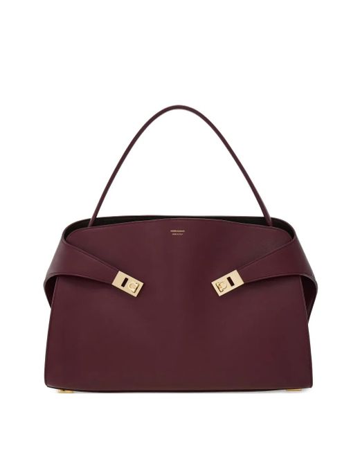 Ferragamo Purple Hug Buckle Tote Bag