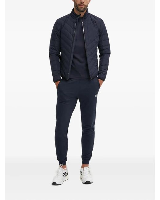 EA7 Blue Quilted Zip Jacket for men