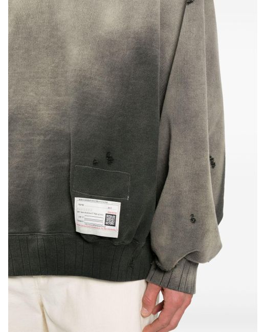 Maison Mihara Yasuhiro Gray Faded-effect Distressed Cotton Sweatshirt for men