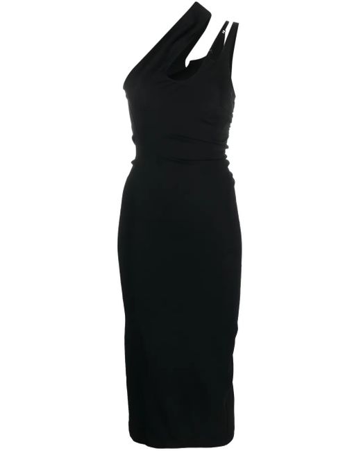 Mugler Black Ro1308 Midi Dress