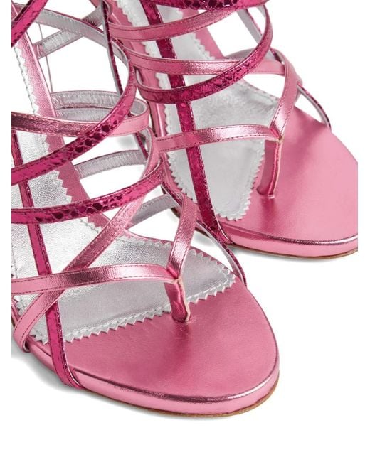 DSquared² Pink Metallic Strappy Wedge Sandals