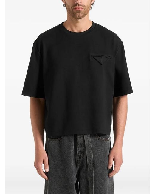 Manière De Voir Black Leon Boxy Cropped T-Shirt for men