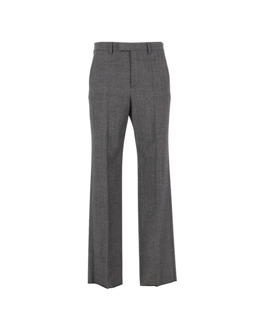 Valentino Garavani Gray Herringbone-Pattern Tailored Trousers for men