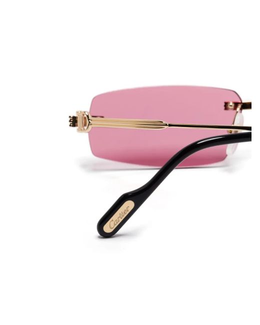 Cartier Pink Rectangle-Frame Sunglasses