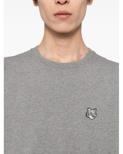 Maison Kitsuné Gray Bold Fox Head Patch T-Shirt for men
