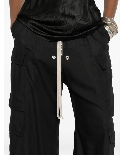 Rick Owens Black Cargobelas Drawstring Cargo Pants
