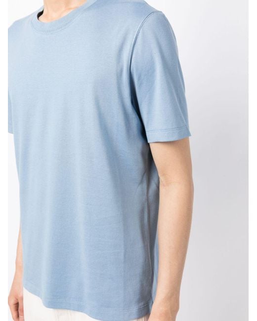 Brunello Cucinelli Blue Crew Neck Cotton-linen/flax T-shirt for men