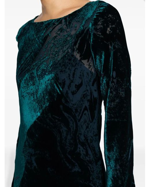 Alberta Ferretti Black Pleated Velvet Maxi Dress