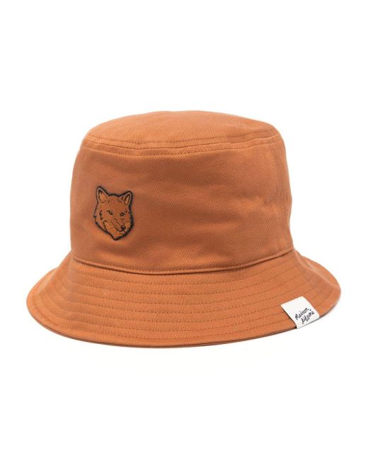 Cappello bucket con motivo Fox di Maison Kitsuné in Brown