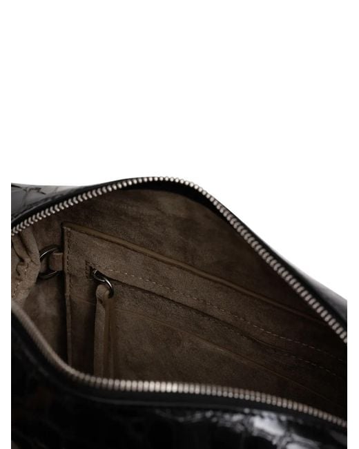 Yu Mei Black Sac À Bandoulière Ch'Lita En Cuir À Effet Peau De Crocodile