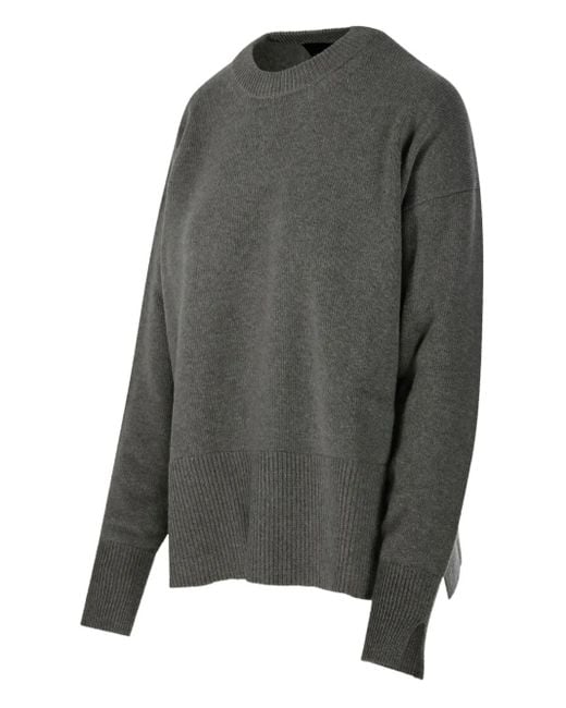 Roberto Collina Gray Ribbed-Hem Crew-Neck Sweater