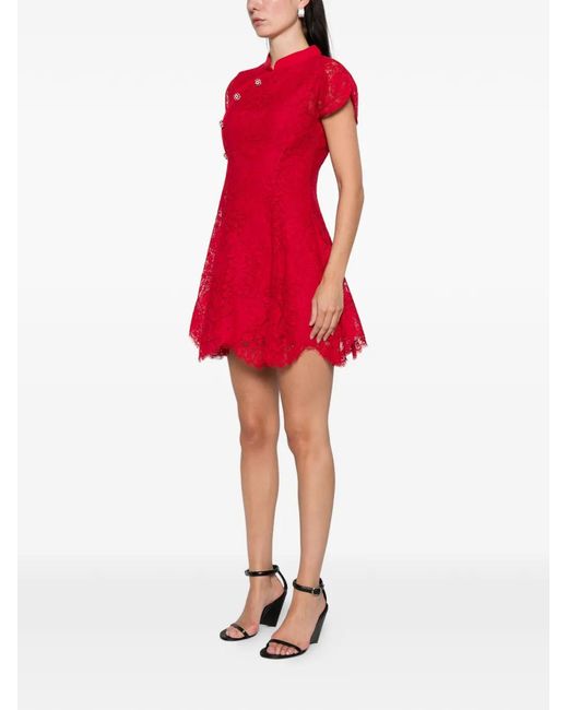 chinese dress ladies Lace mini dress SELF PORTRAIT Rosso