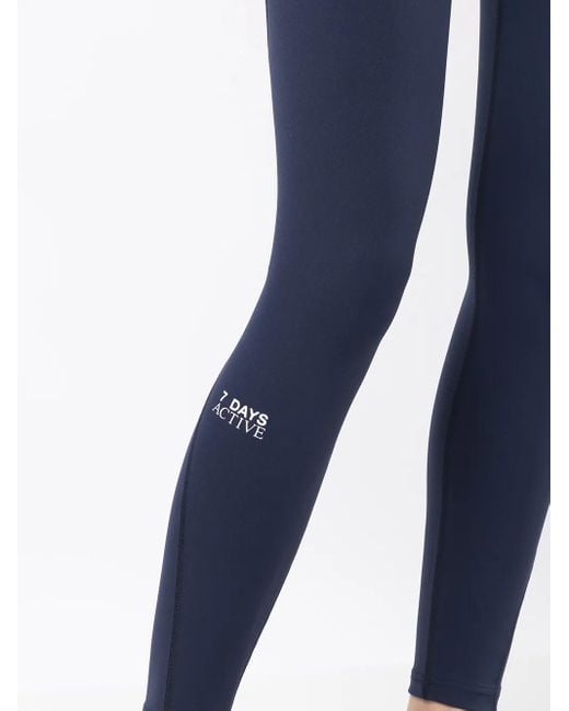 7 DAYS ACTIVE Blue Logo-Print Leggings