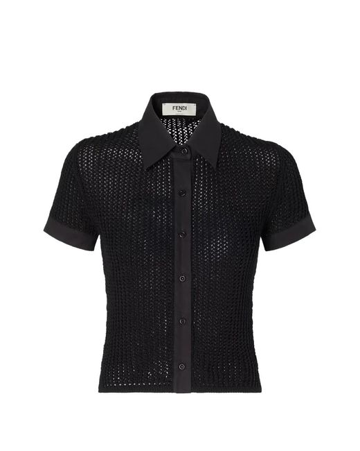 Camisa De Punto Con Botones Fendi de color Black