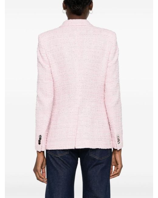 Blazer en tweed à boutonnière croisée Tagliatore en coloris Pink