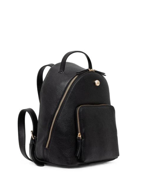Twinset Black Grained-Effect Logo-Stud Backpack