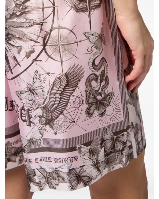 Philipp Plein Pink Butterfly-Print Shorts