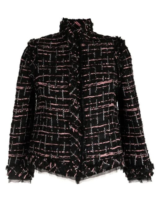 Shiatzy Chen Black Tweed High-Neck Jacket