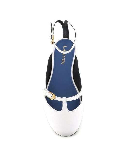Lanvin White Buckle-Strap Flat Pumps