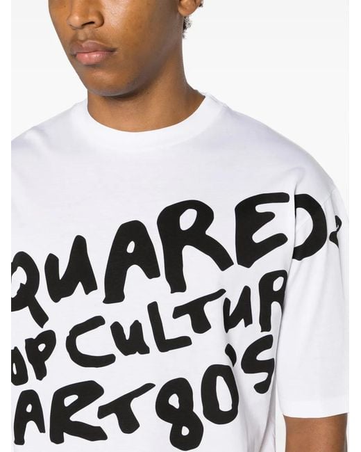 DSquared² White Pop Culture Art Cotton T-shirt for men