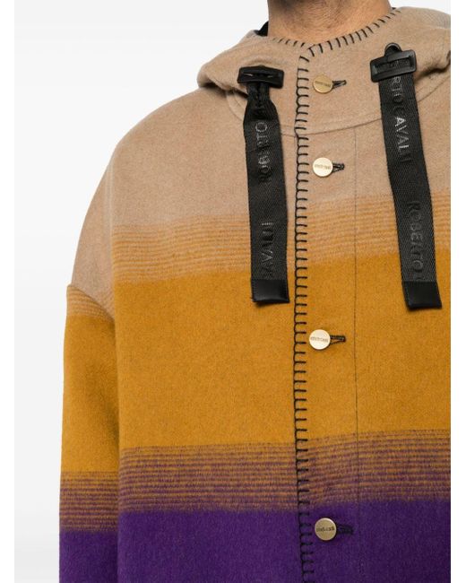 Roberto Cavalli Blanket Stitched Mantel in Colour-Block-Optik in Purple für Herren