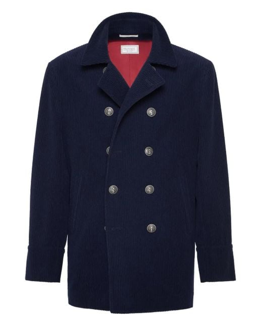 メンズ Brunello Cucinelli コーデュロイ ダブルジャケット Blue