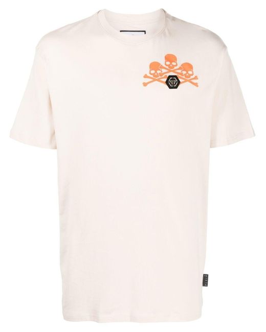 Philipp Plein White Skull Logo-print T-shirt for men