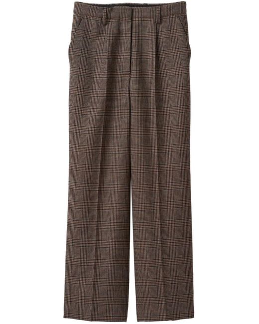 Pantalon en laine à carreaux Miu Miu en coloris Brown