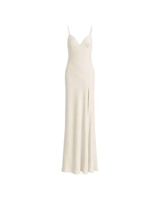 Alberta Ferretti White Slit V-Neck Maxi Dress
