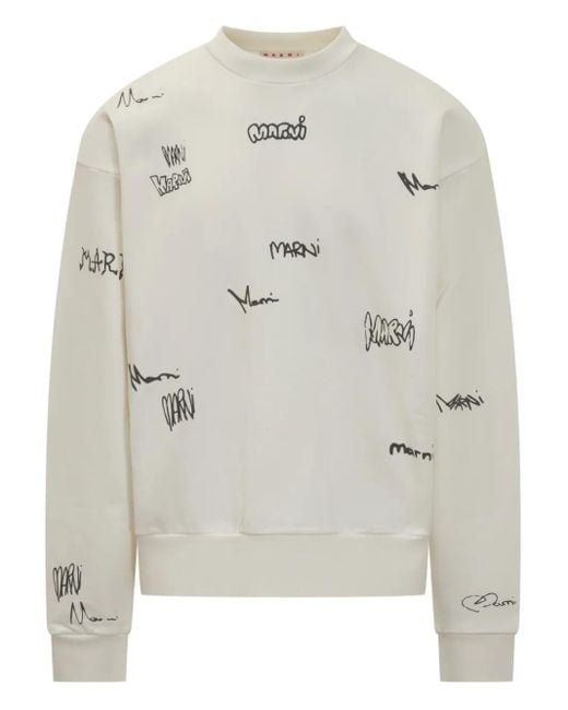 Marni Sweater Met Logoprint in het Gray voor heren